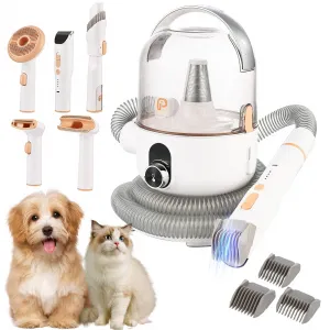 Pet Grooming Vacuum, 13.4Kpa Suction Power, 2 L Large Dust Cup Low Noise Dog Hair Remover , 5 Professional Grooming Kit for Dogs and Cats, Orange