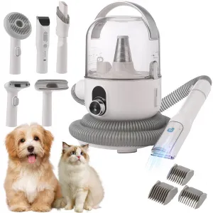 Pet Grooming Vacuum, 13.4Kpa Suction Power, 2 L Large Dust Cup Low Noise Dog Hair Remover , 5 Professional Grooming Kit for Dogs and Cats, Gray