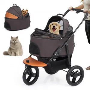 Multifunction Pet Travel System, Grey Orange, 3-in-1, Easy Fold