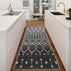 Rug Runner for Hallway Moroccan Rug Non-Shedding Large Carpet Oriental Distressed Antique Long Rug for Bathroom Living Room 2 x 6 Kitchen Runner Rug Long Mat, Grey Distressed