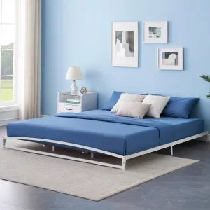 6 Inch King Size Bed Frame, Low Profile Platform King Bed Frame, Heavy Duty Metal King Size Bed Frame with Steel Slat Support, No Box Spring Needed, Easy Assembly, White