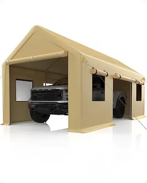 13'x20' Heavy Duty Steel Carport with Height Adjustable Canopy, Yellow