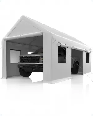 10' X 20' Portable Garage Heavy Duty Carport Canopy with Extra Stability, White