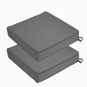 Set of 2 19x19x4 Inch Patio Chair Cushion for Outdoor Furniture, Waterproof Outdoor Seat Cushions for Patio Furniture, Garden Sofa Couch Chair Cushions with Ties, Dark Gray