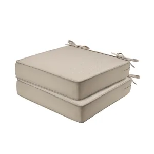 Set of 2 22x22x4 Inch Patio Furniture Pillow, Waterproof Outdoor Seat Cushions for Patio Furniture, Garden Sofa Couch Chair Cushions With Ties, Khaki