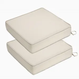 Set of 2 19x19x4 Inch Outdoor Chair Cushions, Waterproof Patio Seat Cushions for Outdoor Furniture, Garden Sofa Couch Chair Cushions with Ties, Khaki