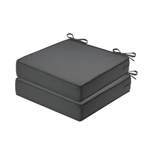 Set of 2 22x22x4 Inch Patio Furniture Pillow, Waterproof Outdoor Seat Cushions for Patio Furniture, Garden Sofa Couch Chair Cushions With Ties, Dark Grey