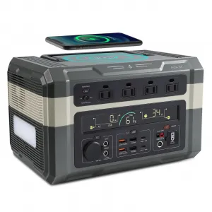 700W Portable Power Station, 614Wh Outdoor Solar Generator Mobile Lithium Battery Pack with 110V/500W AC Outlet, 4 AC Outlets, 1 Hour Fast Charging, 100W USB-C PD Output for Outdoor Camping