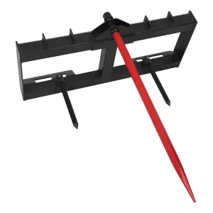 Tractor Hay Spear Attachment, 49", 3000LBS Capacity, Quick Installation, with 1 Red Hay Spear, 2 Black Stabilizer Spear Spike Fork Tines, Suitable for Tractors and Skid Steers, Farms, Barns