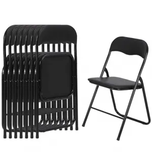 Folding Chairs with Padded Seats, for Desks Home Office Steel Guest Reception Party Poker Stackable Conference Chairs - Set of 8