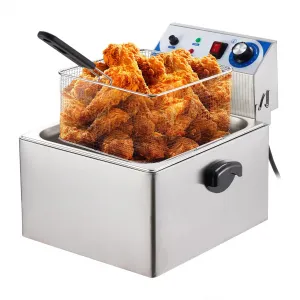 11L/10QT 1500 Watts Electric Deep Fryer - Stainless Steel Adjustable Temperature Control for Wings, Shrimp, Nuggets (110V) with Basket