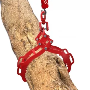 32 Inch Log Lifting Tongs Heavy Duty Steel Grapple with 4 Claws, Corrosion Resistant, Orange, Industrial Use