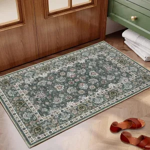 Small Washable Rug 2 x 3 Entryway Doormat Vintage Indoor Area Rug Non-Slip Kitchen Sink Rug Stain Resistant Boho Floor Carpet for Entrance Laundry Bedroom