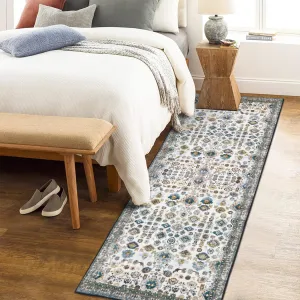 Boho Rug 2x6 Vintage Runner Rug Medallion Entryway Mat Indoor Oriental Floral Rug Tribal Distressed Hallway Runners Bedside Runner Rug Laundry Mat Kitchen Runners Washable Rug Blue