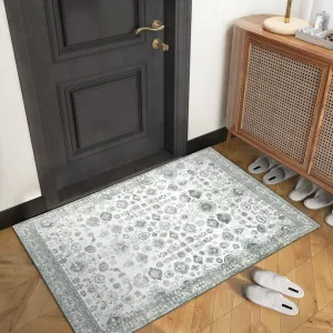 Area Rug 2x3 Grey Distressed Doormat Area Rug Traditional Area Rug for Entayway Kitchen Floor Cover Foldable Thin Rug Distressed Indoor Mat, Grey, 2x3 Feet