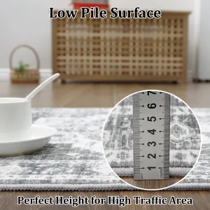 Area Rug 10x13 Washable Non Slip Soft Distressed Rug for Living Room Grey