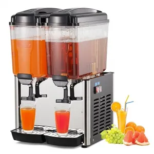 36L (9.6 Gallon) Commercial Juice Dispenser, 2 Tanks, Stainless Steel Beverage Dispenser for Home, Hospitality