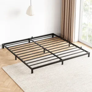 6 Inch King Bed Frame No Box Spring Needed, Low Profile Bed Frame Heavy Duty Metal Platform 6 Inch Low Bed Frame with Sturdy Steel Slats, Noise Free, Easy Assembly, Black(King)