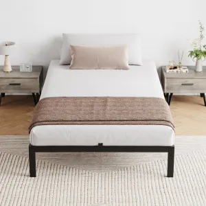 10 Inch Twin Bed Frame No Box Spring Needed, Heavy Duty Twin Platform Metal Bed Frame with Metal Slats, Easy Assembly, Noise Free, Black