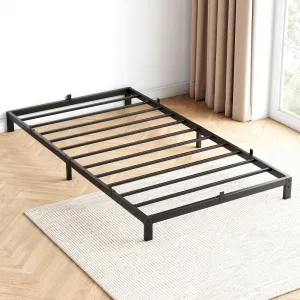 6 Inch Twin Bed Frame No Box Spring Needed, Low Profile Bed Frame Heavy Duty Metal Platform 6 Inch Low Bed Frame with Sturdy Steel Slats, Noise Free, Easy Assembly, Black(Twin)