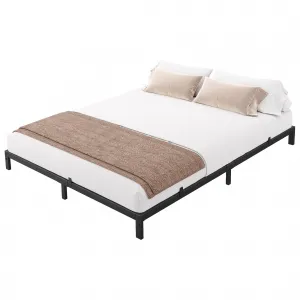10 Inch Full Bed Frame No Box Spring Needed, Heavy Duty Full Platform Metal Bed Frame with Metal Slats, Easy Assembly, Noise Free, Black