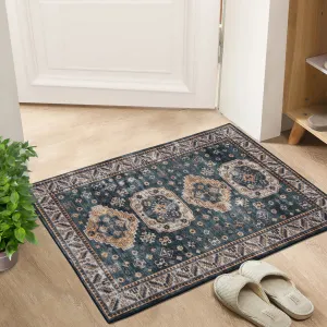 Vintage Washable Area Rug 2'x3' Doormat Boho Rug Faux Cashmere Non Slip Rugs for Living Room Bedroom Oriental Indoor Rug Mat Stain Resistant Throw Rug Kitchen Dining Home Office