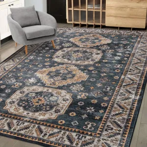 9x12 Large Area Rug Bedroom Rug Indoor Oriental Living Room Rug Boho Vintage Tribal Area Rugs Washable Non Slip Area Rug Distressed Carpet for Bedroom Kitchen Home Office