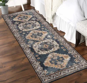Vintage Washable Area Rug 2'x6' Runner Boho Rug Faux Cashmere Non Slip Rugs for Living Room Bedroom Oriental Indoor Rug Mat Stain Resistant Throw Rug Kitchen Dining Home Office