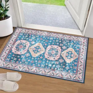 Washable Rugs for Living Room 3x5 Rug Non Slip Rubber Backing Vintage Medallion Design Boho Distressed Area Rug Floor Mat Low Pile Rugs for Bedroom Dining Room Nursery Rug