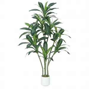 5.5FT Artificial Dracaena Tree Fake Plant, Faux Tropical Yucca Floor Plant Tree in Pot for Home Decor Indoor Outdoor Office Decor, All Season Green