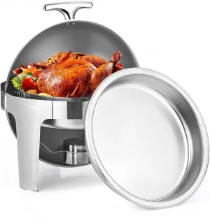 Round Roll Top Chafing Dish Buffet Set, 6.8 QT Round Chafers for Catering, Round Stainless Steel Chafers and Buffet Warmers Sets for Parties Wedding Catering Event, 2 Pack
