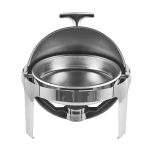 6.8QT Roll Top Chafing Dish Buffet Set,Full Size Stainless Steel Pan Chafer, Round Catering Warmer Server, for Wedding, Parties, Banquet, Catering Event,1 Pack