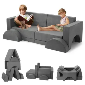 8 Pcs Kids Couch + Multifunctional Sofa + Playing & Sleeping + Sponge Foam & Flannel + Imaginative Furniture + Bedroom & Playroom