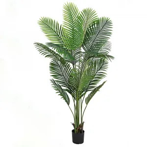 Artificial Areca Palm Plant, 5.5FT Faux Palm Tree Plant in Pot, Fake Dypsis Lutescens Plant Tropical Tree for Home Decor Indoor Outdoor Living Room Bedroom