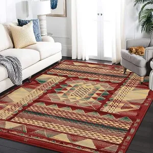 Modern Abstract Area Rug 10x13 Non-Shedding Non-Slip Synthetic Fibers Boho Rug for Living Room, Bedroom, Kitchen