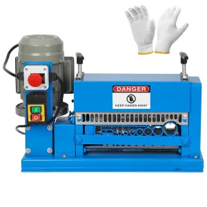 Wire Stripping Machine 0.06 inch -1.5 inch, 370w Portable Powered Wire Stripper Machine, 11 Channels 10 Blades & 65ft/minute, Automatic Wire Stripping Tool for Recycling Copper Wire, Blue