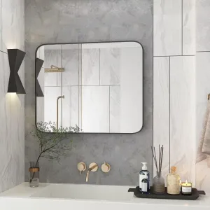 Stylish 24x36 Inch Bathroom Vanity Mirror - Explosion-Proof, Moisture-Resistant, Black Metal Frame, Horizontal/Vertical Mount, HD Clarity