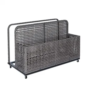 43"x23"x29" Poolside Float Storage Basket with Wheels - PE Rattan, Weather-Resistant, Ample Space, Easy Mobility for Patio & Garden, Grey