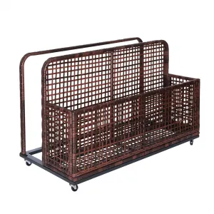 43"x23"x29" Outdoor Storage Basket with Wheels - PE Rattan, Water-Resistant, Large Compartment & Fold-Out Shelves for Poolside & Patio, Gradient Brown