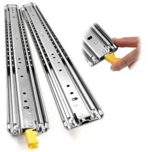 Heavy Duty Drawer Slides, 18 20 22 24 26 28 30 32 34 36 38 40 44 48 60 Inch 500 Lbs Load Capacity Drawer Slides, Ball Bearing Lock-in & Lock-Out, 3-Fold Full Extension with Lock