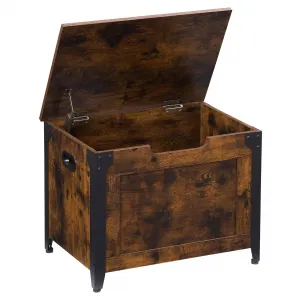Wooden Storage Trunk with Metal Frame, Lift-Top Design, Safety Hinge, Ample Space, Solid MDF, Handles, Entryway, Bedroom