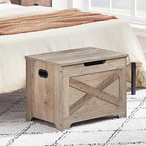 Storage Chest with Safety Hinge, Lift Top, Barn Style, Wooden Entryway Bench, Large, for Entryway, Bedroom, Living Room