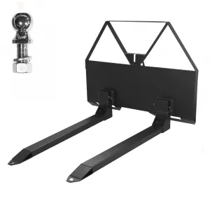 46" Pin-On Pallet Forks Attachment with Quick Attach Mount, Universal Skid Steer Forks with Hitch Ball Hole for Tractors and Loaders, 2600 lbs