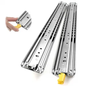 1 Pair Heavy Duty Drawer Slides with Single Lock, 18 20 22 24 26 28 30 32 34 36 38 40 44 48 60 Inch 500 Lbs Load Capacity Drawer Slides, Ball Bearing Lock-in & Lock-Out, 3-Fold Full Extension