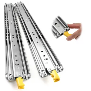 Heavy Duty Drawer Slides, 18 20 22 24 26 28 30 32 34 36 38 40 44 48 60 Inch 500 Lbs Load Capacity Drawer Slides, Ball Bearing Lock-in & Lock-Out, 3-Fold Full Extension with Lock