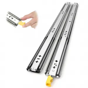 Heavy Duty Drawer Slides, 18 20 22 24 26 28 30 32 34 36 38 40 44 48 60 Inch 500 Lbs Load Capacity Drawer Slides, Ball Bearing Lock-in & Lock-Out, 3-Fold Full Extension with Lock