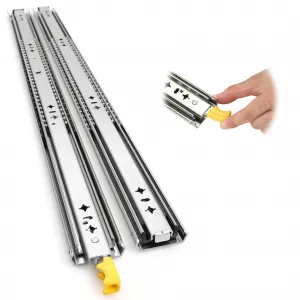 Heavy Duty Drawer Slides, 18 20 22 24 26 28 30 32 34 36 38 40 44 48 60 Inch 500 Lbs Load Capacity Drawer Slides, Ball Bearing Lock-in & Lock-Out, 3-Fold Full Extension with Lock