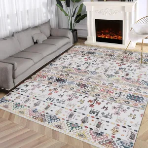 Bohemian 5x7 Area Rugs for Living Room Non Slip Rugs Geometric Abstract Area Rug Low Pile Floor Carpet Throw Rug Bedroom Decor Non Shedding Area Rugs Dining Room Nursery Room Decor, Multi