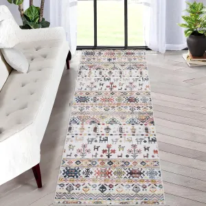 Washable Rug Runner Rugs for Hallway 2x6 Kitchen Rugs Non Slip Bohemian Rug Geometric Floor Cover Soft Hallway Runner Contemporary Low Pile Rugs for Living Room Bedroom Nursery Rug, 2'x6' Multi