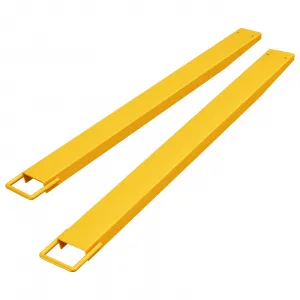 84 Inch Forklift Fork Extensions 5mm Steel Heavy-Duty Slide-On Safety Strap Yellow Warehouse Use